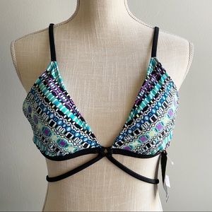 Hurley Aqua Geometric Patterned Bikini Top